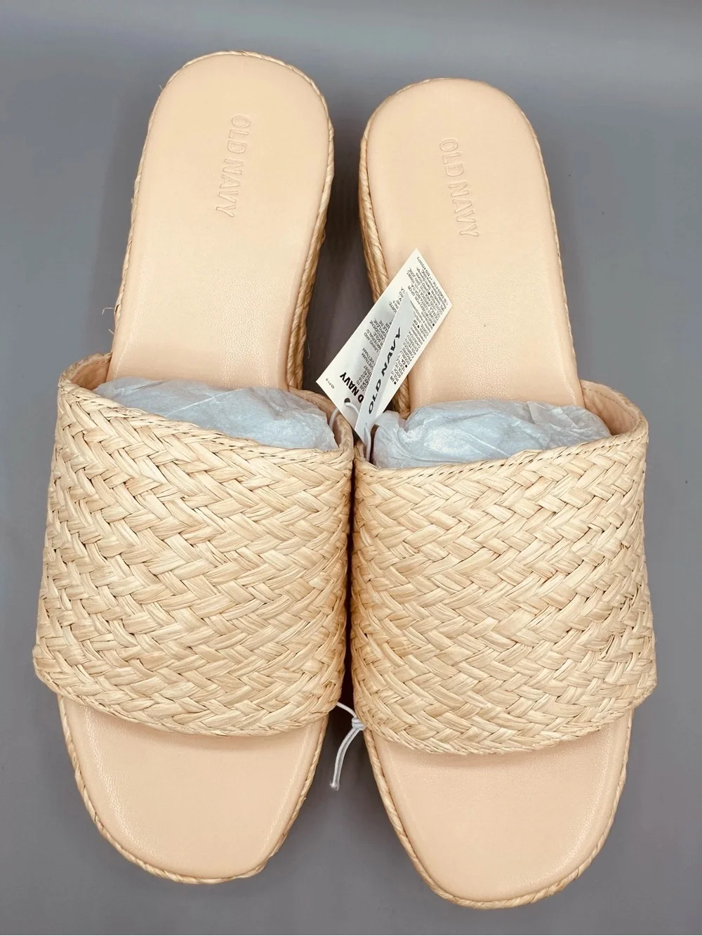 Old Navy Woven Straw Platform Slides Espadrille Summer Sandals NEW size 10